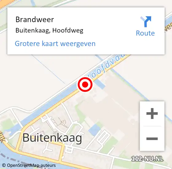 Locatie op kaart van de 112 melding: Brandweer Buitenkaag, Hoofdweg op 10 september 2013 14:41