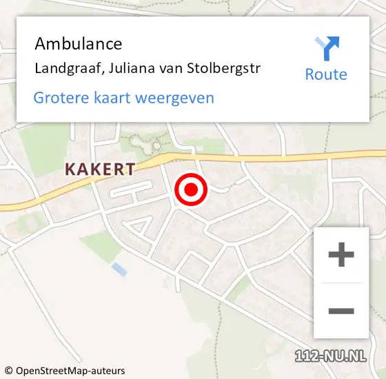 Locatie op kaart van de 112 melding: Ambulance Landgraaf, Juliana van Stolbergstr op 11 december 2014 18:43