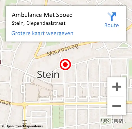 Locatie op kaart van de 112 melding: Ambulance Met Spoed Naar Stein, Diependaalstraat op 11 december 2014 18:54