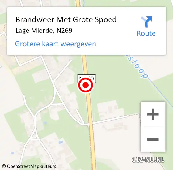 Locatie op kaart van de 112 melding: Brandweer Met Grote Spoed Naar Lage Mierde, N269 op 11 december 2014 19:13