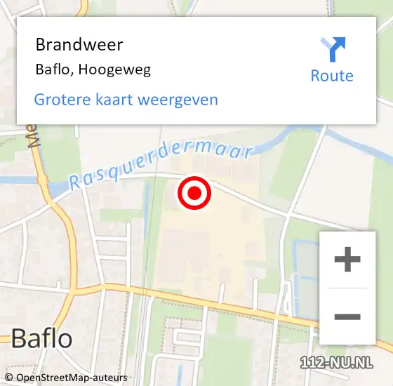 Locatie op kaart van de 112 melding: Brandweer Baflo, Hoogeweg op 11 december 2014 19:22