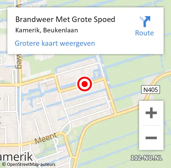 Locatie op kaart van de 112 melding: Brandweer Met Grote Spoed Naar Kamerik, Beukenlaan op 11 december 2014 19:45