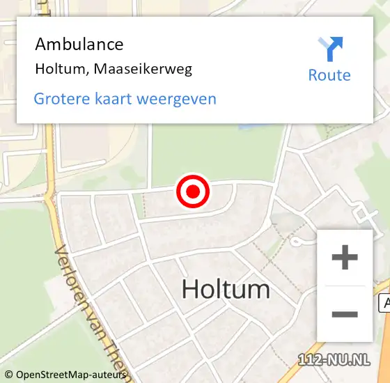 Locatie op kaart van de 112 melding: Ambulance Holtum, Maaseikerweg op 11 december 2014 20:23