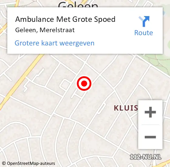 Locatie op kaart van de 112 melding: Ambulance Met Grote Spoed Naar Geleen, Merelstraat op 11 december 2014 20:52