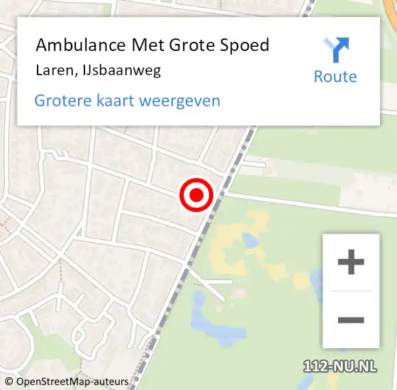 Locatie op kaart van de 112 melding: Ambulance Met Grote Spoed Naar Laren, IJsbaanweg op 11 december 2014 21:04