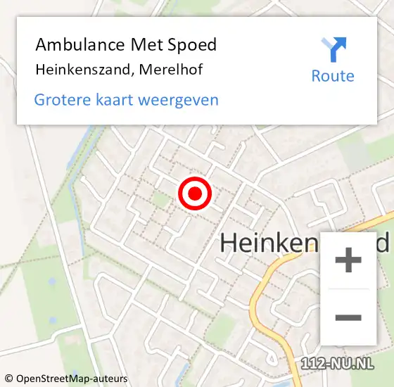 Locatie op kaart van de 112 melding: Ambulance Met Spoed Naar Heinkenszand, Merelhof op 11 december 2014 21:45