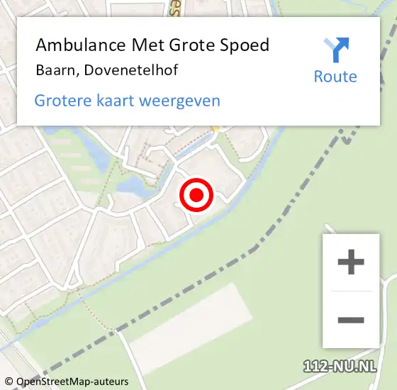 Locatie op kaart van de 112 melding: Ambulance Met Grote Spoed Naar Baarn, Dovenetelhof op 11 december 2014 21:52