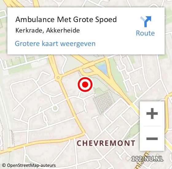 Locatie op kaart van de 112 melding: Ambulance Met Grote Spoed Naar Kerkrade, Akkerheide op 11 december 2014 22:14