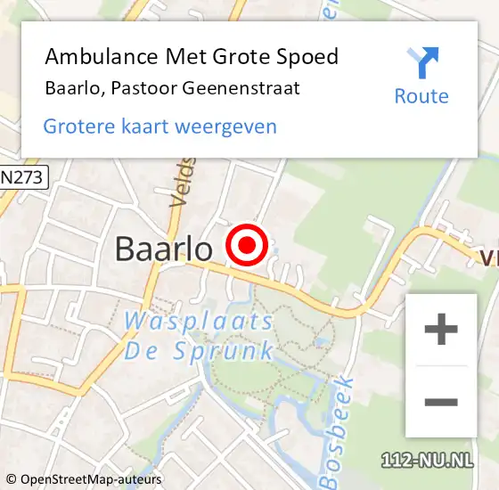 Locatie op kaart van de 112 melding: Ambulance Met Grote Spoed Naar Baarlo, Pastoor Geenenstraat op 11 december 2014 22:21