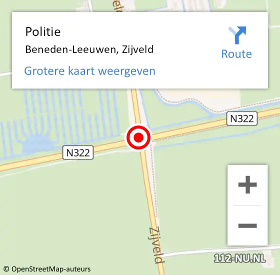 Locatie op kaart van de 112 melding: Politie Beneden-Leeuwen, Zijveld op 11 december 2014 22:26