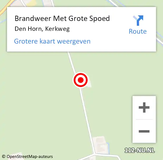 Locatie op kaart van de 112 melding: Brandweer Met Grote Spoed Naar Den Horn, Kerkweg op 11 december 2014 23:06