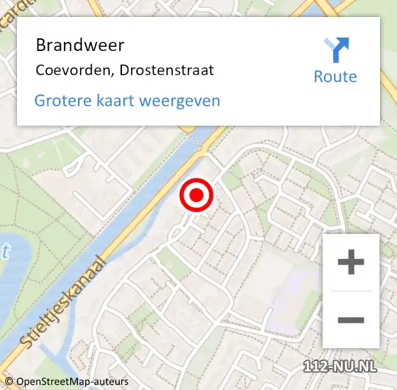 Locatie op kaart van de 112 melding: Brandweer Coevorden, Drostenstraat op 24 oktober 2013 02:05