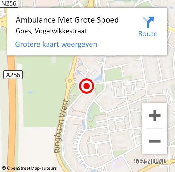 Locatie op kaart van de 112 melding: Ambulance Met Grote Spoed Naar Goes, Vogelwikkestraat op 11 december 2014 23:35