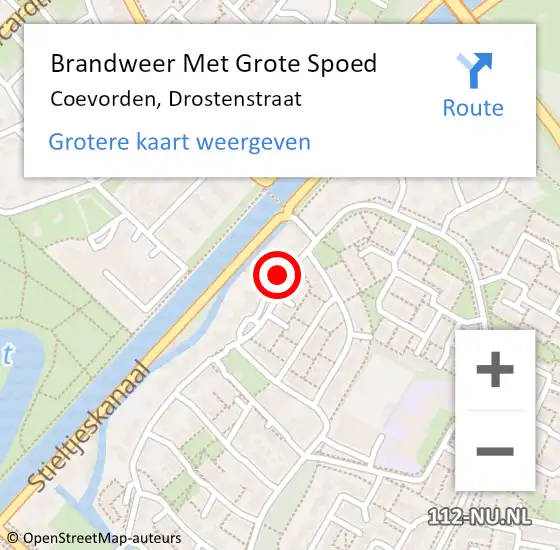 Locatie op kaart van de 112 melding: Brandweer Met Grote Spoed Naar Coevorden, Drostenstraat op 24 oktober 2013 02:09