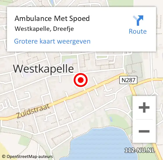 Locatie op kaart van de 112 melding: Ambulance Met Spoed Naar Westkapelle, Dreefje op 12 december 2014 00:13