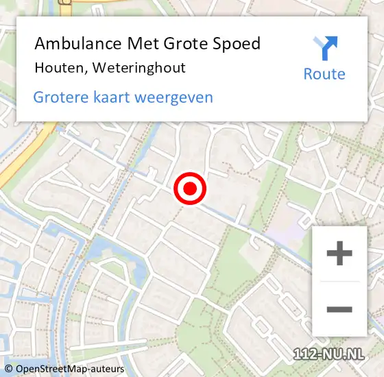 Locatie op kaart van de 112 melding: Ambulance Met Grote Spoed Naar Houten, Weteringhout op 12 december 2014 03:38