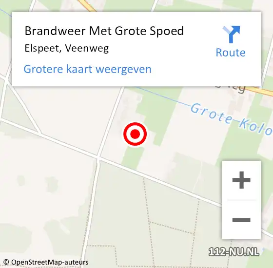 Locatie op kaart van de 112 melding: Brandweer Met Grote Spoed Naar Elspeet, Veenweg op 12 december 2014 04:05