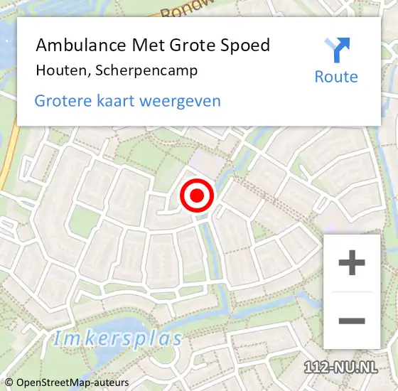 Locatie op kaart van de 112 melding: Ambulance Met Grote Spoed Naar Houten, Scherpencamp op 12 december 2014 04:49