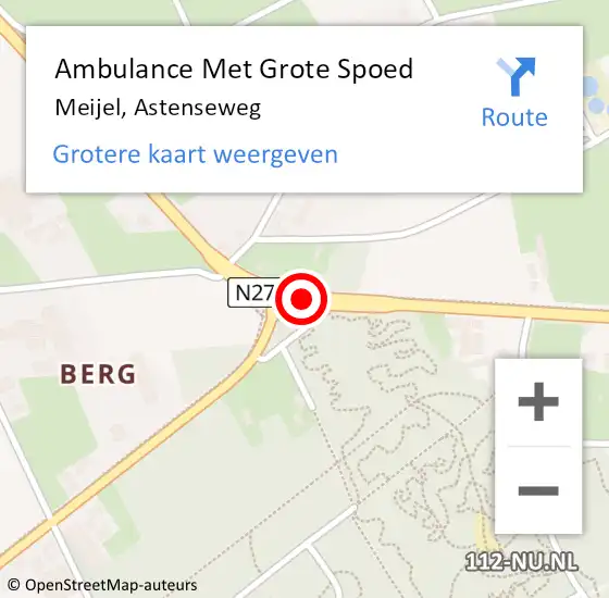 Locatie op kaart van de 112 melding: Ambulance Met Grote Spoed Naar Meijel, Astenseweg op 12 december 2014 05:46