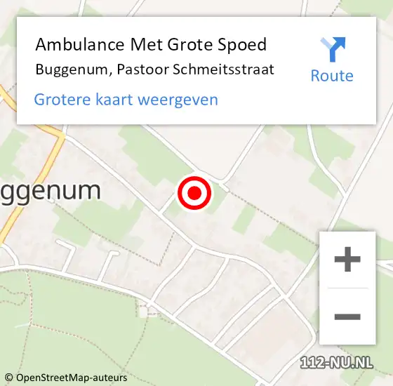 Locatie op kaart van de 112 melding: Ambulance Met Grote Spoed Naar Buggenum, Pastoor Schmeitsstraat op 12 december 2014 07:35