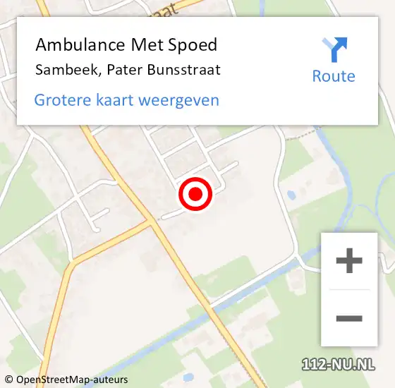 Locatie op kaart van de 112 melding: Ambulance Met Spoed Naar Sambeek, Pater Bunsstraat op 24 oktober 2013 03:32