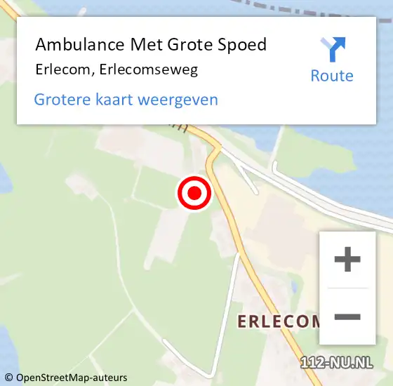 Locatie op kaart van de 112 melding: Ambulance Met Grote Spoed Naar Erlecom, Erlecomseweg op 12 december 2014 08:39