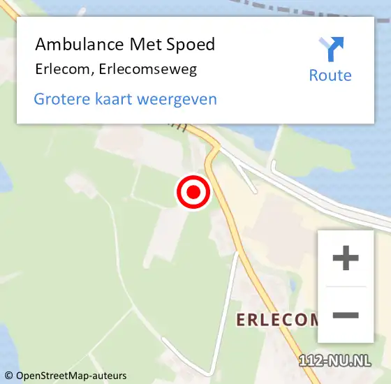 Locatie op kaart van de 112 melding: Ambulance Met Spoed Naar Erlecom, Erlecomseweg op 12 december 2014 08:40