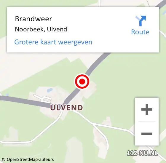 Locatie op kaart van de 112 melding: Brandweer Noorbeek, Ulvend op 12 december 2014 08:40