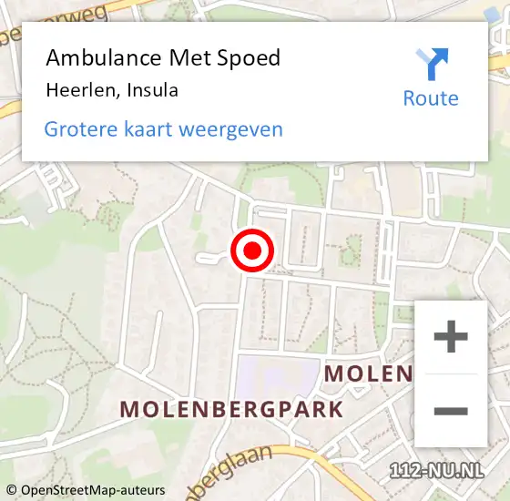 Locatie op kaart van de 112 melding: Ambulance Met Spoed Naar Heerlen, Insula op 12 december 2014 08:43