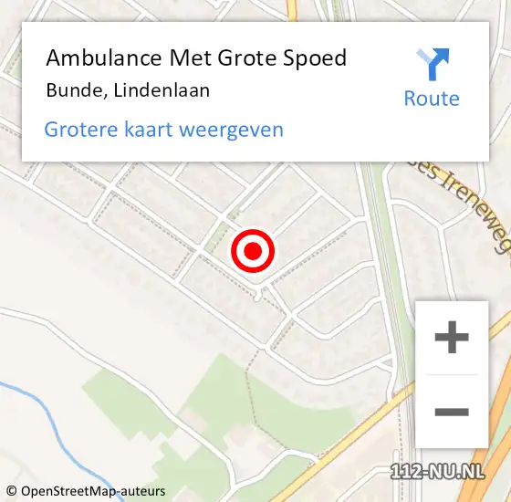 Locatie op kaart van de 112 melding: Ambulance Met Grote Spoed Naar Bunde, Lindenlaan op 12 december 2014 09:06