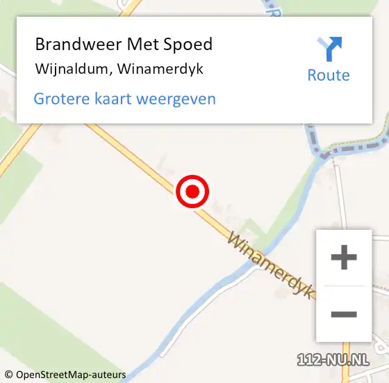 Locatie op kaart van de 112 melding: Brandweer Met Spoed Naar Wijnaldum, Winamerdyk op 12 december 2014 09:20