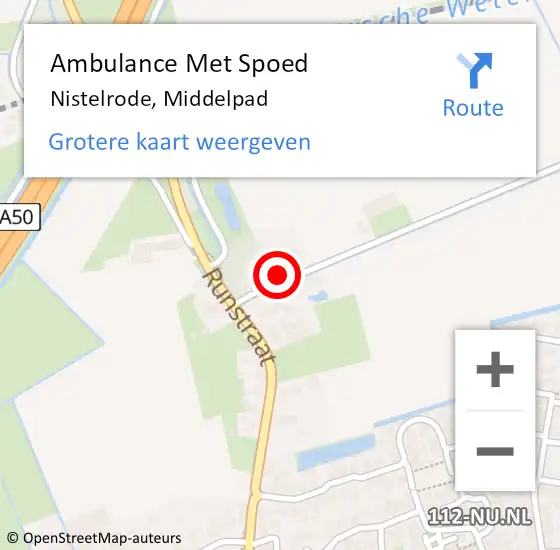 Locatie op kaart van de 112 melding: Ambulance Met Spoed Naar Nistelrode, Middelpad op 12 december 2014 09:21