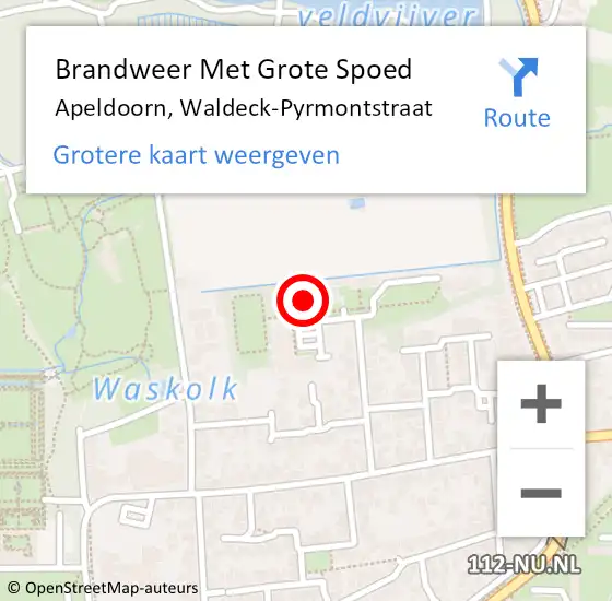 Locatie op kaart van de 112 melding: Brandweer Met Grote Spoed Naar Apeldoorn, Waldeck-Pyrmontstraat op 12 december 2014 09:31