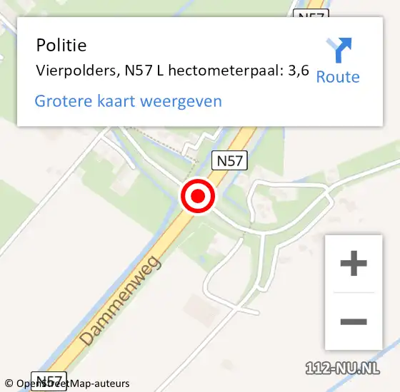 Locatie op kaart van de 112 melding: Politie Vierpolders, N57 R op 12 december 2014 09:42