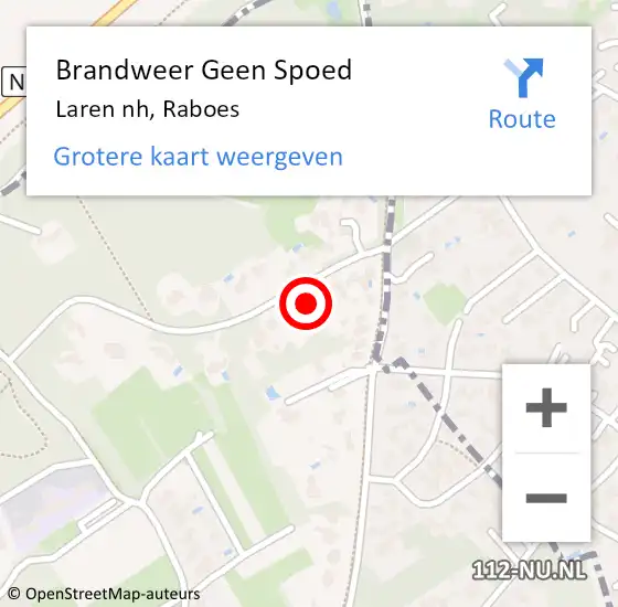 Locatie op kaart van de 112 melding: Brandweer Geen Spoed Naar Laren nh, Raboes op 12 december 2014 09:56