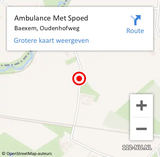Locatie op kaart van de 112 melding: Ambulance Met Spoed Naar Baexem, Oudenhofweg op 12 december 2014 09:56