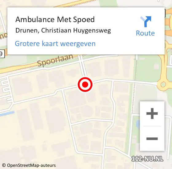 Locatie op kaart van de 112 melding: Ambulance Met Spoed Naar Drunen, Christiaan Huygensweg op 12 december 2014 09:58