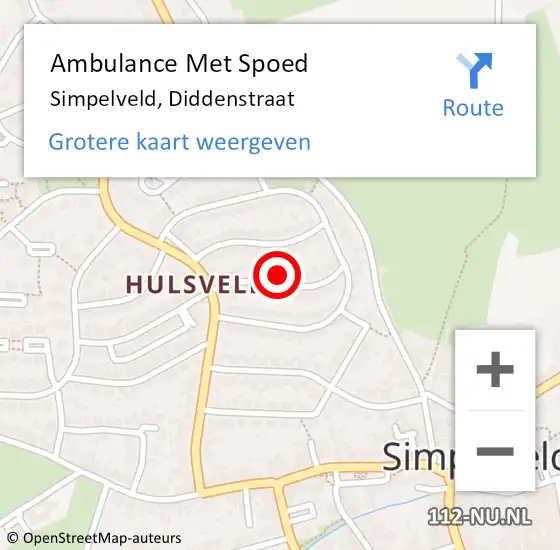 Locatie op kaart van de 112 melding: Ambulance Met Spoed Naar Simpelveld, Diddenstraat op 12 december 2014 10:01