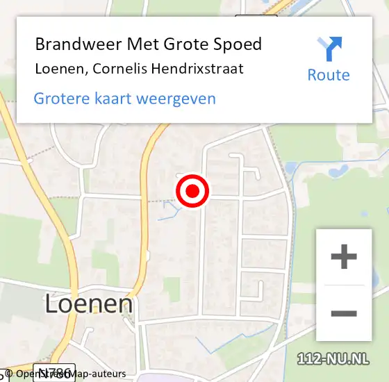 Locatie op kaart van de 112 melding: Brandweer Met Grote Spoed Naar Loenen, Cornelis Hendrixstraat op 12 december 2014 10:10