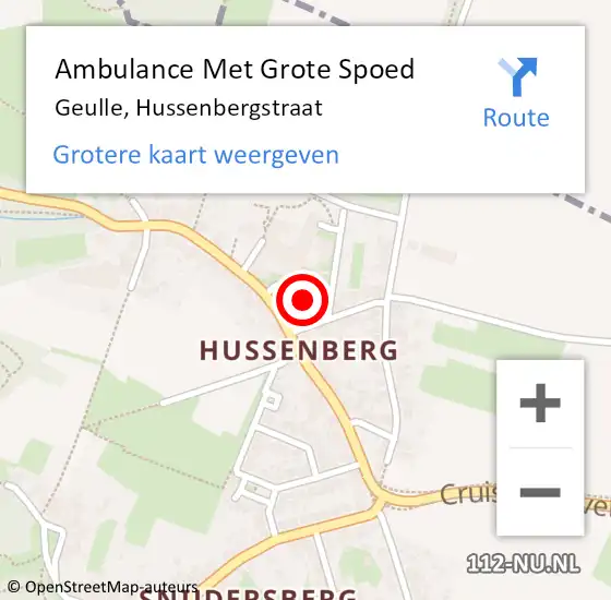 Locatie op kaart van de 112 melding: Ambulance Met Grote Spoed Naar Geulle, Hussenbergstraat op 24 oktober 2013 04:55