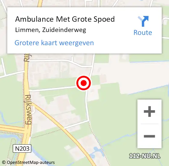 Locatie op kaart van de 112 melding: Ambulance Met Grote Spoed Naar Limmen, Zuideinderweg op 12 december 2014 10:20