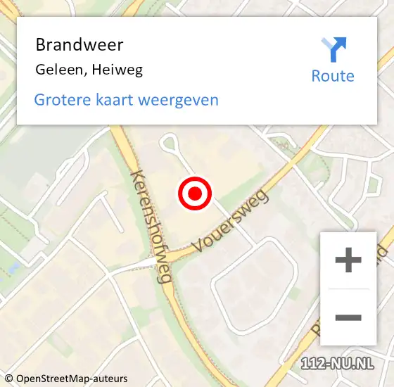 Locatie op kaart van de 112 melding: Brandweer Geleen, Heiweg op 12 december 2014 10:23