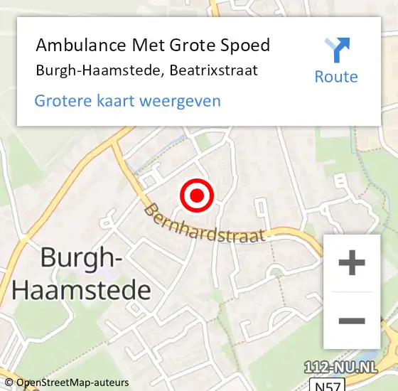 Locatie op kaart van de 112 melding: Ambulance Met Grote Spoed Naar Burgh-Haamstede, Beatrixstraat op 12 december 2014 10:24