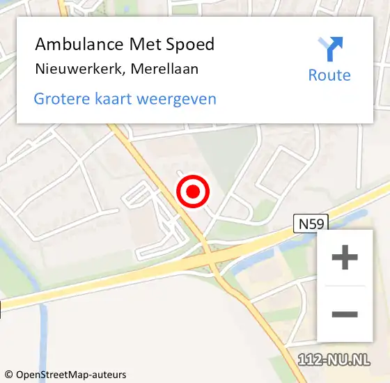 Locatie op kaart van de 112 melding: Ambulance Met Spoed Naar Nieuwerkerk, Merellaan op 12 december 2014 10:30