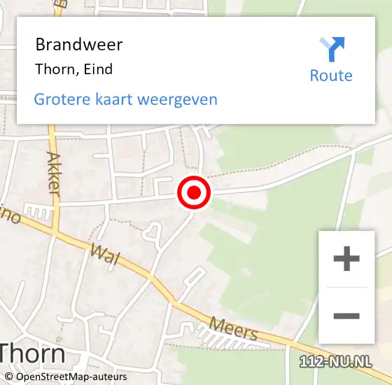 Locatie op kaart van de 112 melding: Brandweer Thorn, Eind op 12 december 2014 11:44