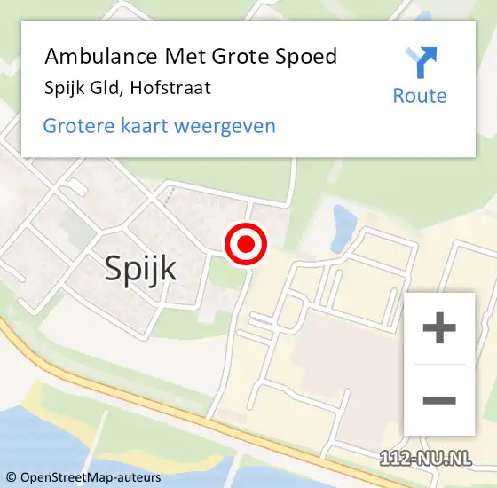 Locatie op kaart van de 112 melding: Ambulance Met Grote Spoed Naar Spijk Gld, Hofstraat op 12 december 2014 12:20