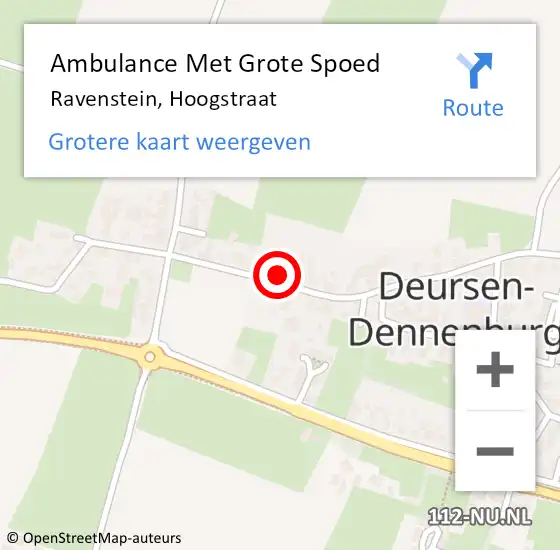 Locatie op kaart van de 112 melding: Ambulance Met Grote Spoed Naar Ravenstein, Hoogstraat op 12 december 2014 12:52