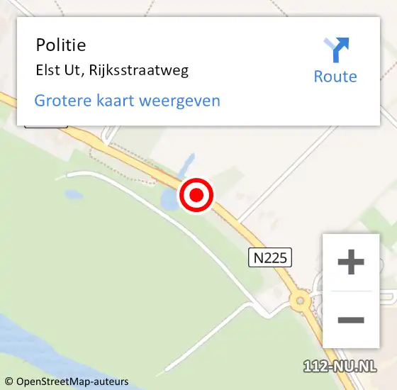 Locatie op kaart van de 112 melding: Politie Elst Ut, Rijksstraatweg op 12 december 2014 13:04