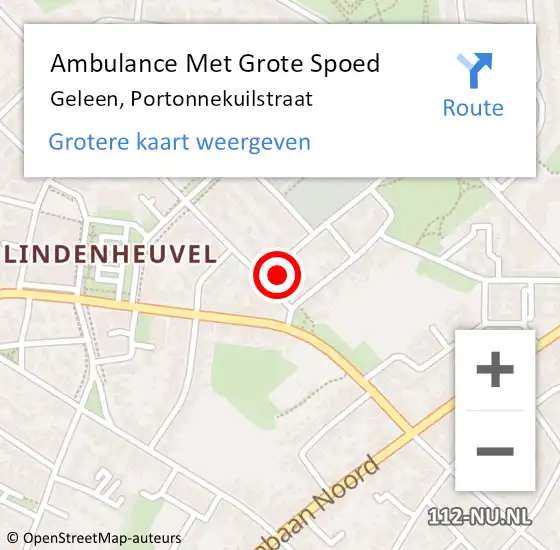 Locatie op kaart van de 112 melding: Ambulance Met Grote Spoed Naar Geleen, Portonnekuilstraat op 12 december 2014 13:07