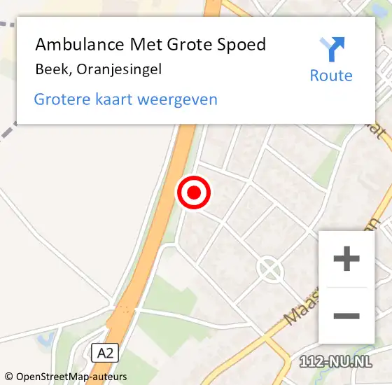 Locatie op kaart van de 112 melding: Ambulance Met Grote Spoed Naar Beek, Oranjesingel op 24 oktober 2013 06:40